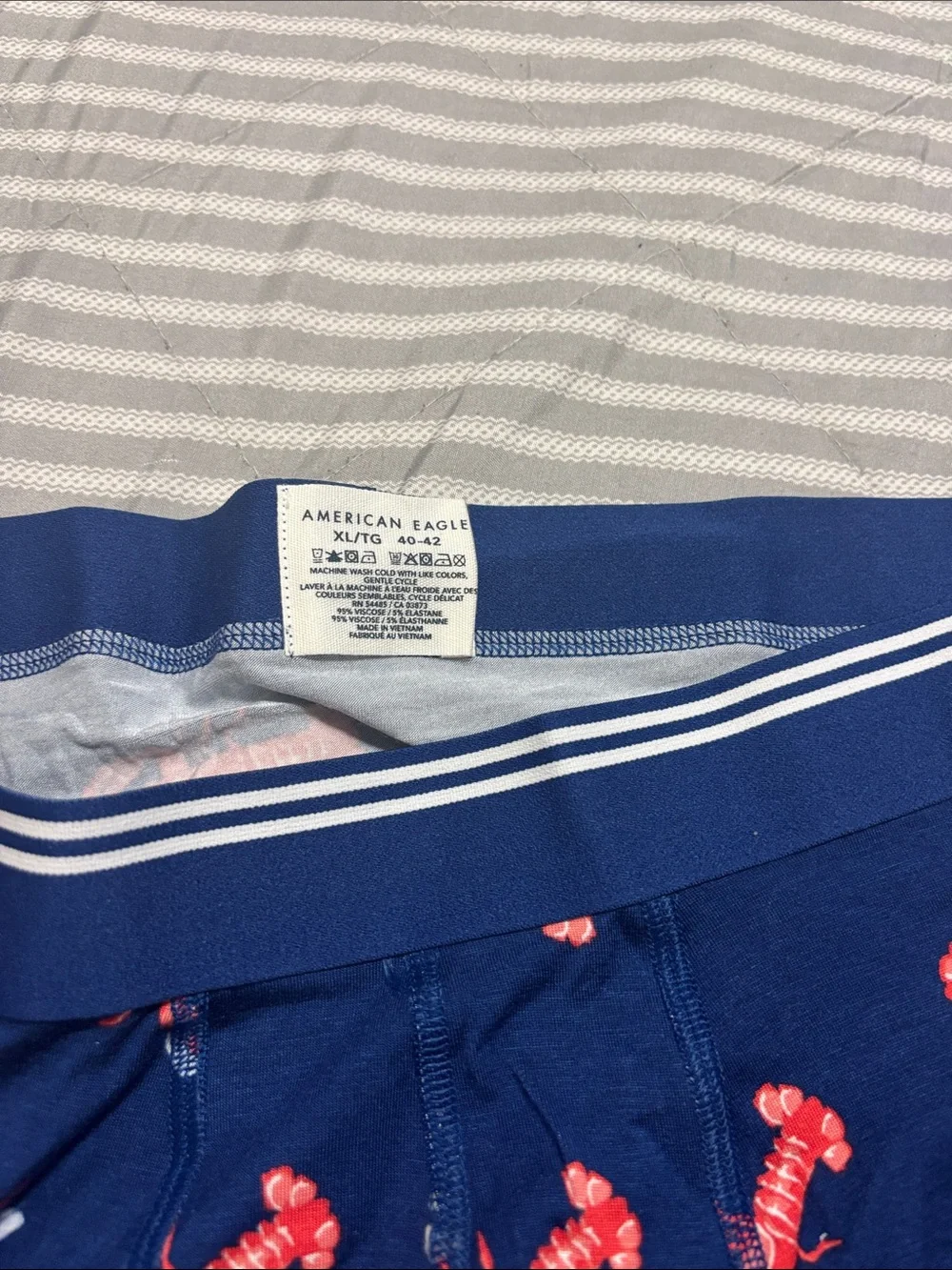 American Eagle Outfitters Navy Boxer Briefs with Red Lobster Print